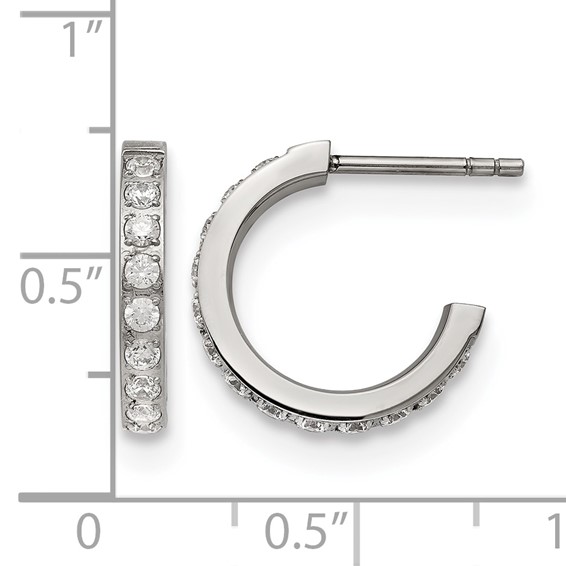 Chisel Stainless Steel Polished with CZ Post Hoop Earrings