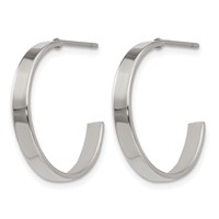Chisel Stainless Steel Polished 20mm Diameter 3mm J Hoop Post Earrings view 3