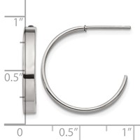 Chisel Stainless Steel Polished 20mm Diameter 3mm J Hoop Post Earrings view 5