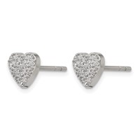 Chisel Stainless Steel Polished Earrings with CZ Heart Post view 2