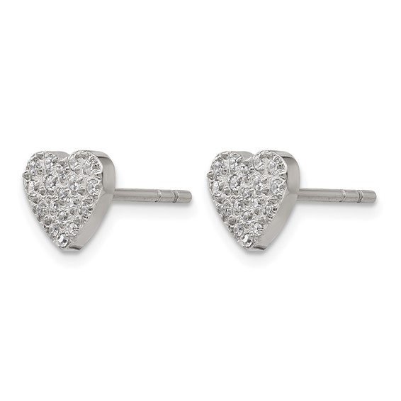 Chisel Stainless Steel Polished with CZ Heart Post Earrings