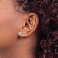 Chisel Stainless Steel Polished Earrings with CZ Heart Post view 3