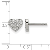 Chisel Stainless Steel Polished Earrings with CZ Heart Post view 4