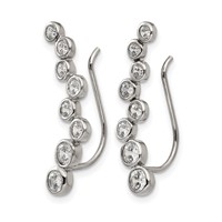 Chisel Stainless Steel Polished with CZ Ear Climbers view 2