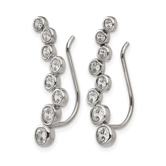 Chisel Stainless Steel Polished with CZ Ear Climbers