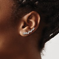 Chisel Stainless Steel Polished with CZ Ear Climbers view 3