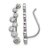 Chisel Stainless Steel Polished with CZ Ear Climbers view 1