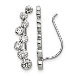 Chisel Stainless Steel Polished with CZ Ear Climbers