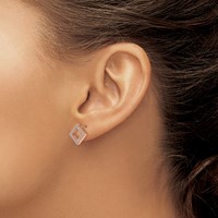 Chisel Stainless Steel Polished Rose IP-plated CZ Diamond-shaped Post Earrings view 3
