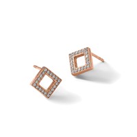 Chisel Stainless Steel Polished Rose IP-plated CZ Diamond-shaped Post Earrings view 5