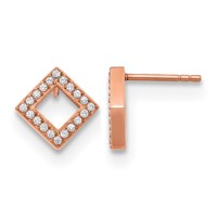 Chisel Stainless Steel Polished Rose IP-plated CZ Diamond-shaped Post Earrings view 1