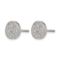 Chisel Stainless Steel Polished Earrings with CZ Post view 2
