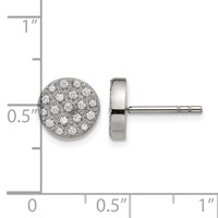 Chisel Stainless Steel Polished Earrings with CZ Post view 4