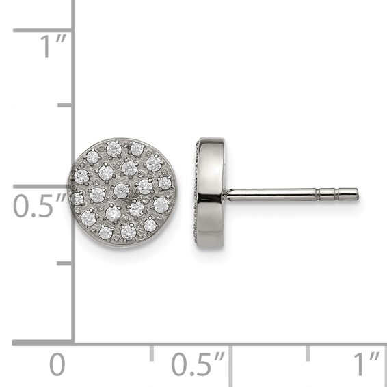 Chisel Stainless Steel Polished with CZ Post Earrings