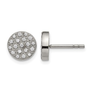 Chisel Stainless Steel Polished with CZ Post Earrings