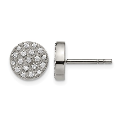 Chisel Stainless Steel Polished with CZ Post Earrings