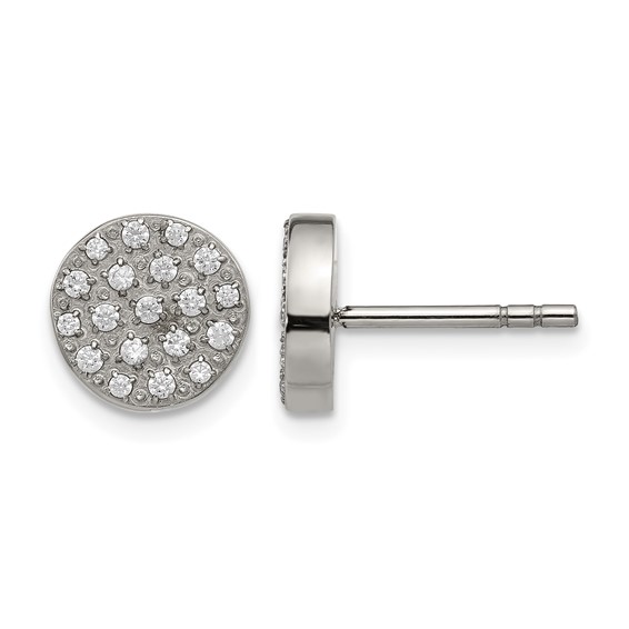 Chisel Stainless Steel Polished with CZ Post Earrings