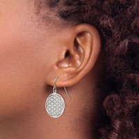 Chisel Stainless Steel Polished Flower Cut-out Dangle Shepherd Hook Earrings view 3