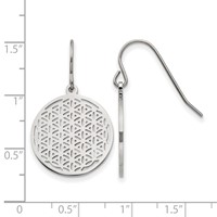 Chisel Stainless Steel Polished Flower Cut-out Dangle Shepherd Hook Earrings view 4