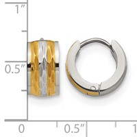 Chisel Stainless Steel Polished and Textured Yellow IP-plated 7mm Hinged Hoop Earrings view 4