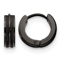 Chisel Stainless Steel Polished Black IP-plated Laser Cut 4mm Hinged Hoop Earrings view 1