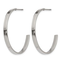 Chisel Stainless Steel Polished 33mm Diameter 3mm J Hoop Post Earrings view 3
