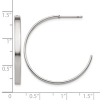 Chisel Stainless Steel Polished 33mm Diameter 3mm J Hoop Post Earrings view 5