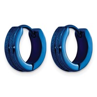 Chisel Stainless Steel Polished Blue IP-plated Laser Cut 4mm Hinged Hoop Earrings view 2