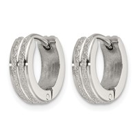 Chisel Stainless Steel Polished Laser Cut 4mm Hinged Hoop Earrings view 2