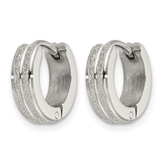 Chisel Stainless Steel Polished Laser cut 4mm Hinged Hoop Earrings