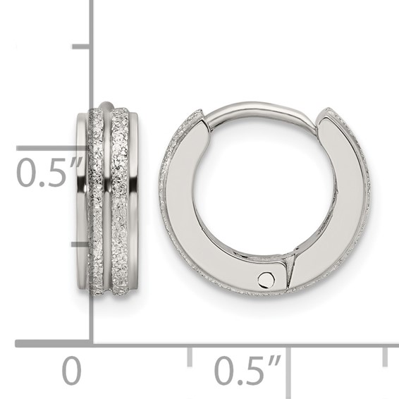 Chisel Stainless Steel Polished Laser cut 4mm Hinged Hoop Earrings