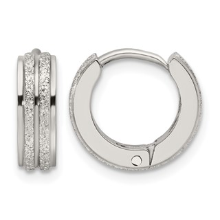 Chisel Stainless Steel Polished Laser cut 4mm Hinged Hoop Earrings