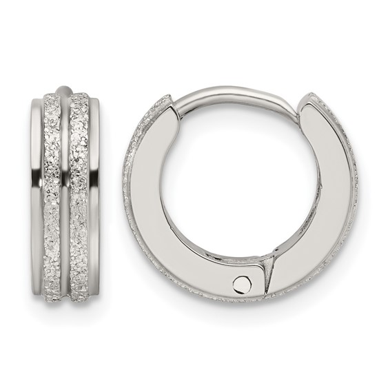 Chisel Stainless Steel Polished Laser cut 4mm Hinged Hoop Earrings
