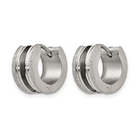 Chisel Stainless Steel Polished Black IP-Plated Laser Cut 7mm Hoop Earrings view 2