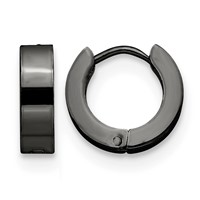 Chisel Stainless Steel Polished Black IP-plated 4mm Hinged Hoop Earrings view 1