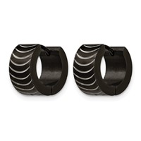 Chisel Stainless Steel Polished Black IP-plated 7mm Hinged Hoop Earrings view 2
