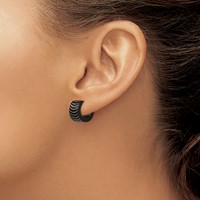 Chisel Stainless Steel Polished Black IP-plated 7mm Hinged Hoop Earrings view 3