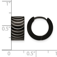 Chisel Stainless Steel Polished Black IP-plated 7mm Hinged Hoop Earrings view 4