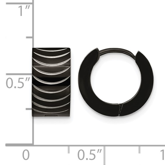 Chisel Stainless Steel Polished Black IP-plated 7mm Hinged Hoop Earrings