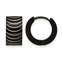 Chisel Stainless Steel Polished Black IP-plated 7mm Hinged Hoop Earrings view 1