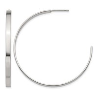 Chisel Stainless Steel Polished 44mm Diameter 3mm J Hoop Post Earrings view 1