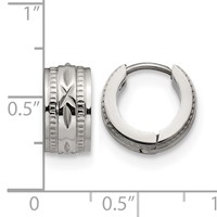 Chisel Stainless Steel Polished and Textured 6mm Hinged Hoop Earrings view 4