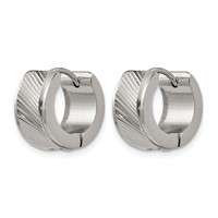 Chisel Stainless Steel Polished and Textured 7mm Hinged Hoop Earrings view 2