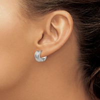 Chisel Stainless Steel Polished and Textured 7mm Hinged Hoop Earrings view 3