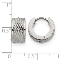 Chisel Stainless Steel Polished and Textured 7mm Hinged Hoop Earrings view 4