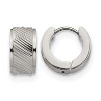Chisel Stainless Steel Polished and Textured 7mm Hinged Hoop Earrings view 1