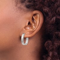 Chisel Stainless Steel Polished 4mm Hinged Hoop Earrings view 3