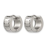 Chisel Stainless Steel Polished and Textured 5mm Hinged Hoop Earrings view 2
