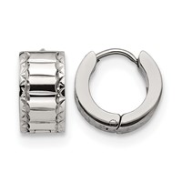 Chisel Stainless Steel Polished and Textured 5mm Hinged Hoop Earrings view 1