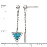 Chisel Stainless Steel Polished Earrings with Reconstructed Howlite Triangle Post Dangle view 4